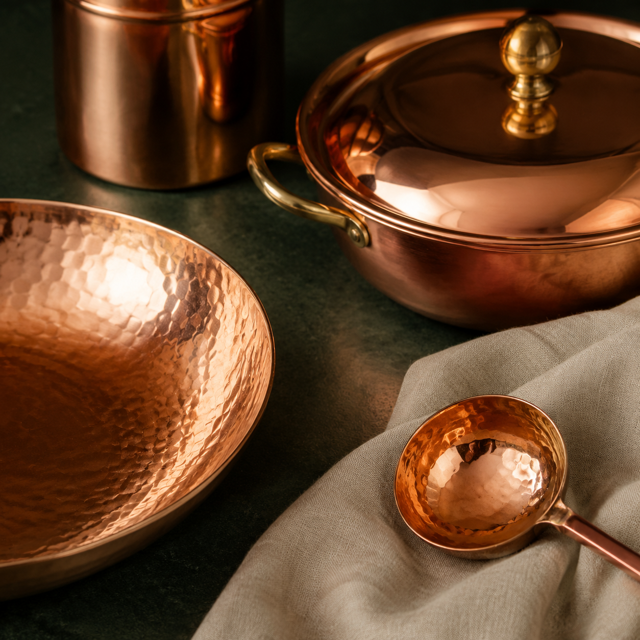 Warm Copper Look cookware detail